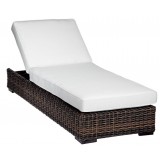 Montecito Wicker Adjustable Chaise With Cushions In Canvas Cork With Canvas Bay Brown Welt