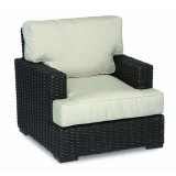 Cardiff Wicker Club Chair With Cushions In Canvas Flax With Self Welt - Without Pillow
