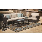 Cardiff Wicker Club Chair With Cushions In Canvas Flax With Self Welt - Lifestyle
