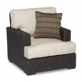 Cardiff Wicker Club Chair With Cushions In Canvas Flax With Self Welt - With Pillow