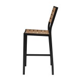 Napa Bar Side Chair - Black Frame And Teak Seat & Back - Side