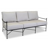 Sunset West Provence Aluminum Sofa With Cushions In Canvas Flax With Self Welt 