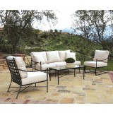 Provence Aluminum Sofa with Club Chair, Club Rocker and Coffee Table - Lifestyle