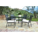 Sunset West Provence Aluminum Dining Chairs with Dining Table - Lifestyle