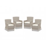 Manhattan Wicker Dining Chair With Cushions In Linen Canvas With Self Welt - Set 4