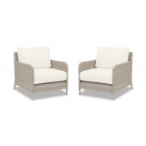 Manhattan Wicker Club Chair With Cushions In Linen Canvas With Self Welt - Set