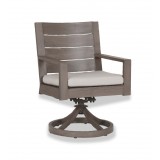 Laguna Swivel Dining Chair With Cushions In Canvas Flax