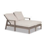 Laguna Aluminum Double Chaise Lounge With Cushions In Canvas Flax