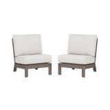 Laguna Aluminum Armless Club With Cushions In Canvas Flax - Set of 2