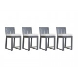 Redondo Barstool With Cushions In Cast Silver - Set of 4