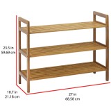 Oceanstar 3-Tier Bamboo Shoe Rack - Natural - Dimensions