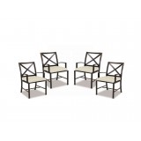 La Jolla Aluminum Dining Chair With Cushions In Canvas Flax With Self Welt - Set of 4