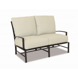 La Jolla Aluminum Loveseat With Cushions In Canvas Flax With Self Welt