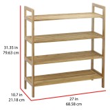 Oceanstar 4-Tier Bamboo Shoe Rack - Natural - Dimensions