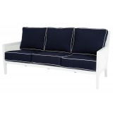 Regatta Sofa With Cushions In Canvas Navy With Canvas White Welt - Angled