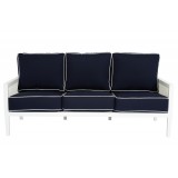 Regatta Sofa With Cushions In Canvas Navy With Canvas White Welt - Front