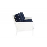 Regatta Sofa With Cushions In Canvas Navy With Canvas White Welt - Side