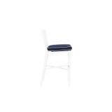 Sunset West Regatta Barstool With Cushion In Canvas Navy With Canvas White Welt - Side