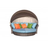 Taupe Eclipse Outdoor Expandable Oval Daybed With Canopy - White BG