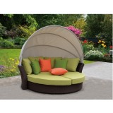 Eclipse Outdoor Expandable Oval Daybed With Canopy - Lifestyle - Basil Green