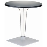 Ice Werzalit Top Round Dining Table with Transparent Base 24 inch Black