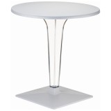 Ice Werzalit Top Round Dining Table with Transparent Base 24 inch Silver