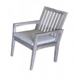 Driftwood Gray Teak Surf Side Outdoor Dining Chair with Cushion - Top Angle