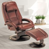Bergen Recliner and Ottoman in Merlot Top Grain Leather
