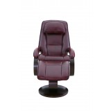 Bergen Recliner and Ottoman in Merlot Top Grain Leather - Front