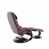 Bergen Recliner and Ottoman in Merlot Top Grain Leather - Back Angled