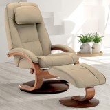Bergen Recliner and Ottoman in Cobblestone Top Grain Leather