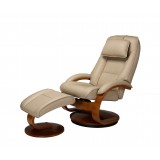 Bergen Recliner and Ottoman in Cobblestone Top Grain Leather - Angled View