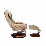 Bergen Recliner and Ottoman in Cobblestone Top Grain Leather - Side