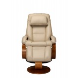 Bergen Recliner and Ottoman in Cobblestone Top Grain Leather - Front