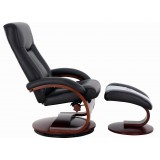 Hamar Recliner and Ottoman in Black Top Grain Leather - Side