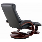 Hamar Recliner and Ottoman in Black Top Grain Leather - Back Angled