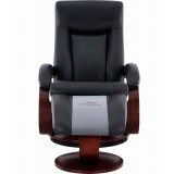 Hamar Recliner and Ottoman in Black Top Grain Leather - Front View