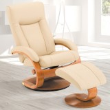 Hamar Recliner and Ottoman in Cobblestone Top Grain Leather