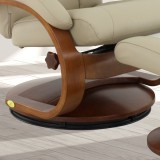 Hamar Recliner and Ottoman with Cervical Pillow in Cobblestone Top Grain Leather - Leg