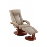 Hamar Recliner and Ottoman with Cervical Pillow in Cobblestone Top Grain Leather - Angled