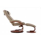 Hamar Recliner and Ottoman with Cervical Pillow in Cobblestone Top Grain Leather - Side Reclined