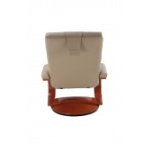Hamar Recliner and Ottoman with Cervical Pillow in Cobblestone Top Grain Leather  - Back View