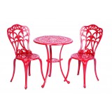 Triora Cast Aluminum Bistro Set in Lipstick Red - White BG