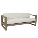 Sunset West Coastal Teak Sofa With Cushions In Canvas - Angled