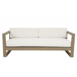 Sunset West Coastal Teak Sofa With Cushions In Canvas - Front