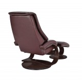 Mandal Recliner and Ottoman in Merlot - Back Angle
