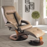 Mandal Recliner and Ottoman in Sand in Top Grain Leather