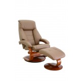 Mandal Recliner and Ottoman in Sand - Angled