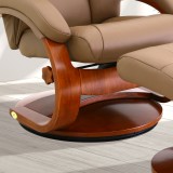 Mandal Recliner and Ottoman with Cervical Pillow in Sand Top Grain Leather - Leg