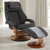 Mandal Recliner and Ottoman with Cervical Pillow in Espresso Top Grain Leather